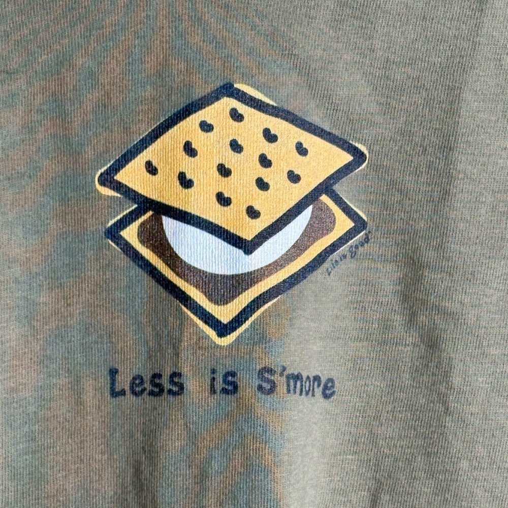 Life is Good "Less Is S'More" Olive V-Neck Women's Crusher Tee Sz XXXL - Picture 2 of 6